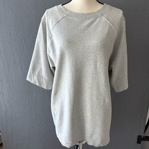 Lululemon Athletica Size 6 Light Gray shirt Sleeve tunic draw string top cotton